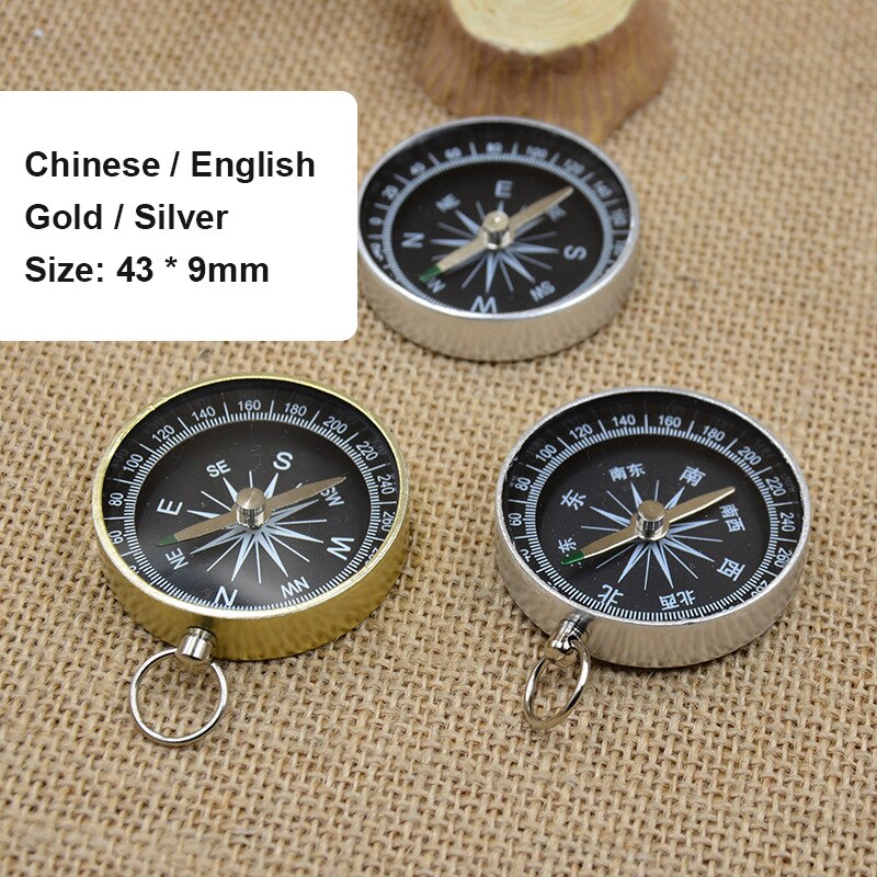 Mini Stainless Steel Compass Wear-Resistant Waterproof Compass Portable Camping Hiking Compass for Outdoor Tool