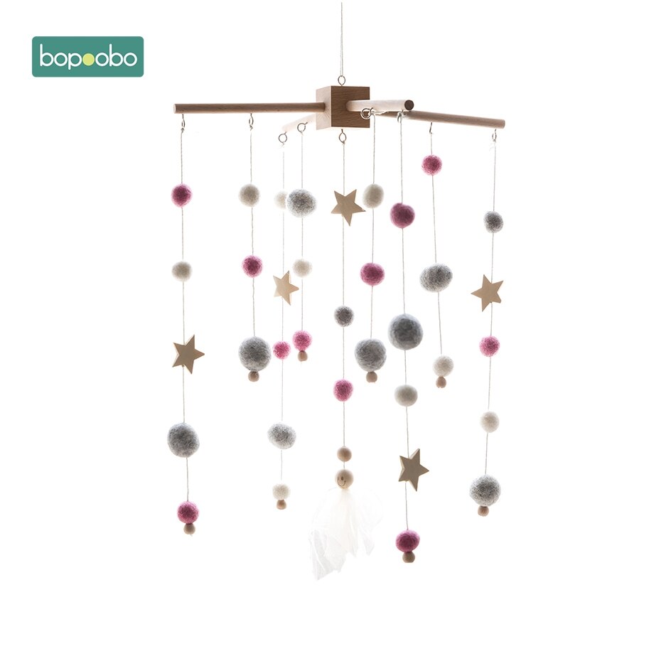 Bopoobo Baby Mobiele Opknoping Rammelaars Speelgoed Wind-Up Music Box Hanger Diy Opknoping Babybedje Mobiele Bed Bel Speelgoed houder Arm Beugel: Pink Star