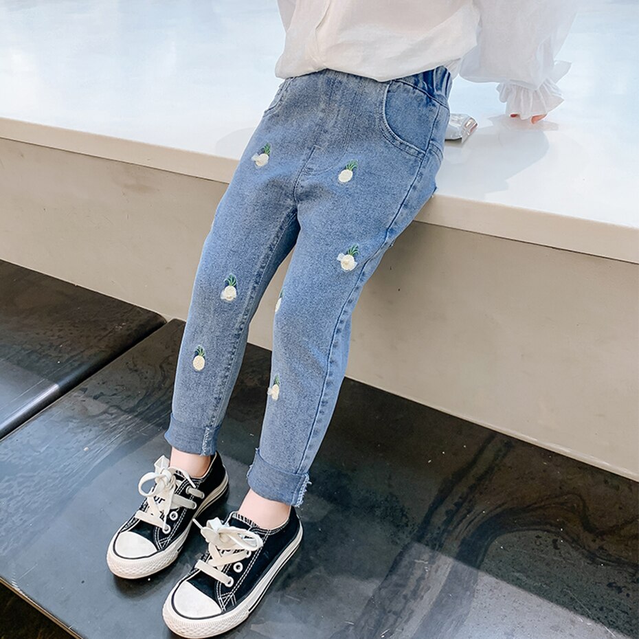 Jeans Meisje Borduurwerk Jeans Voor Meisjes Applicaties Kid Jeans Lente Herfst Kinderen Jeans Kleding