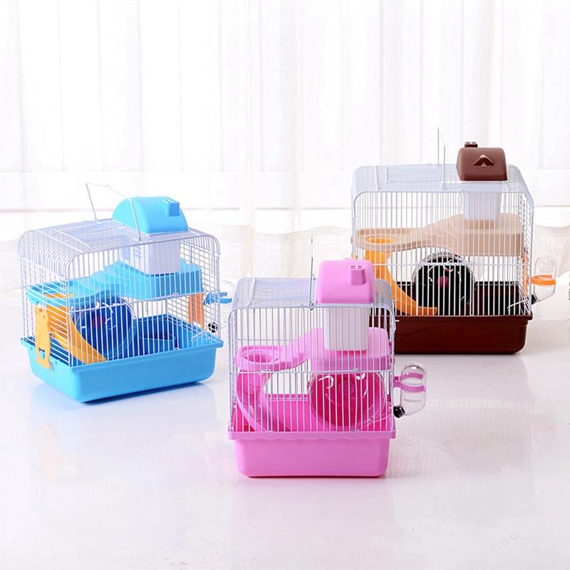 Hamsterbur med tilbehør 2- tier skridsikker små kæledyr levesteder chinchilla hule marsvin pindsvin hus hamster tilbehør