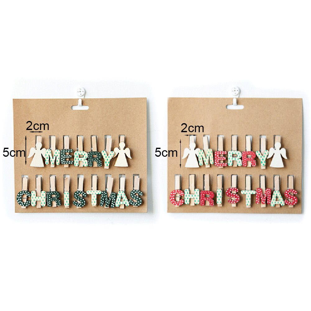 16pcs/set Merry Christmas Clips Mini Spring Wood Clips Clothes Photo Paper Peg Pin Clothespin Craft Clips Party Home Decoration