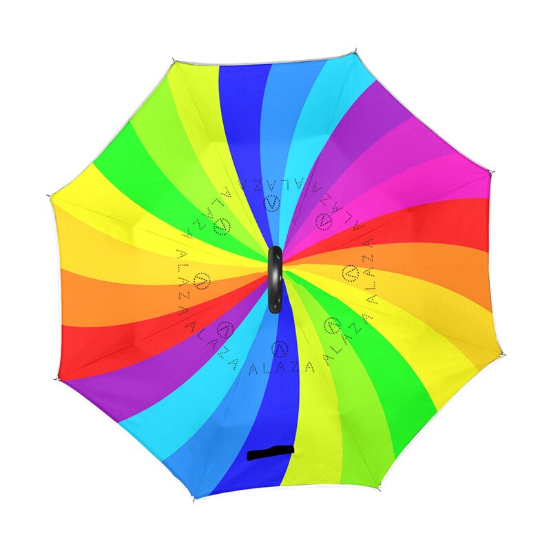 Abstract Stripes Windproof Reverse Double Layer Inverted Umbrella Self Stand Rain Protection C-Hook Hands For Car Women Umbrella: MULTI