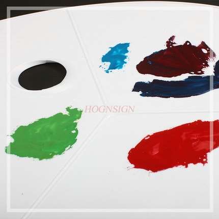 Palette Ellipse à trois lignes en carton, assiette à eau, gouache