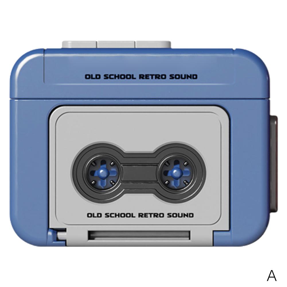 Vintage Mini Opneembare Vintage Tape Recorder Paar Cadeau Retro Cassette Recorder Klassiek Leuk Rode en Blauwe Paar: Blauw