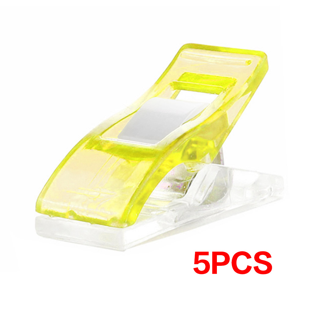 Pinzas de acolchado de plástico para costura, pinzas de costura para encuadernación de retales, herramientas de costura para manualidades: 5pcs Yellow