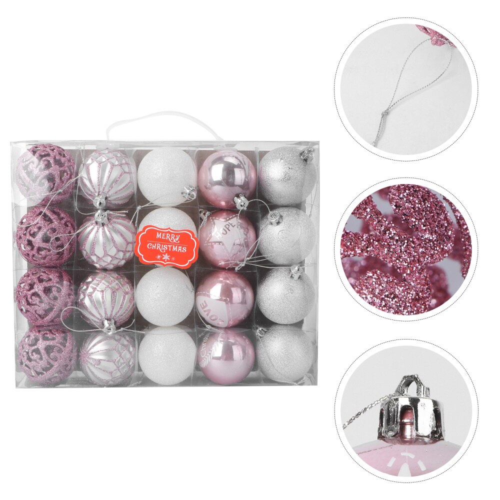 20 stuks kerstballen in doos, kerstboomhangers, hangende kerstballen, kerstfeestballen (zilver-pi: Foto 1