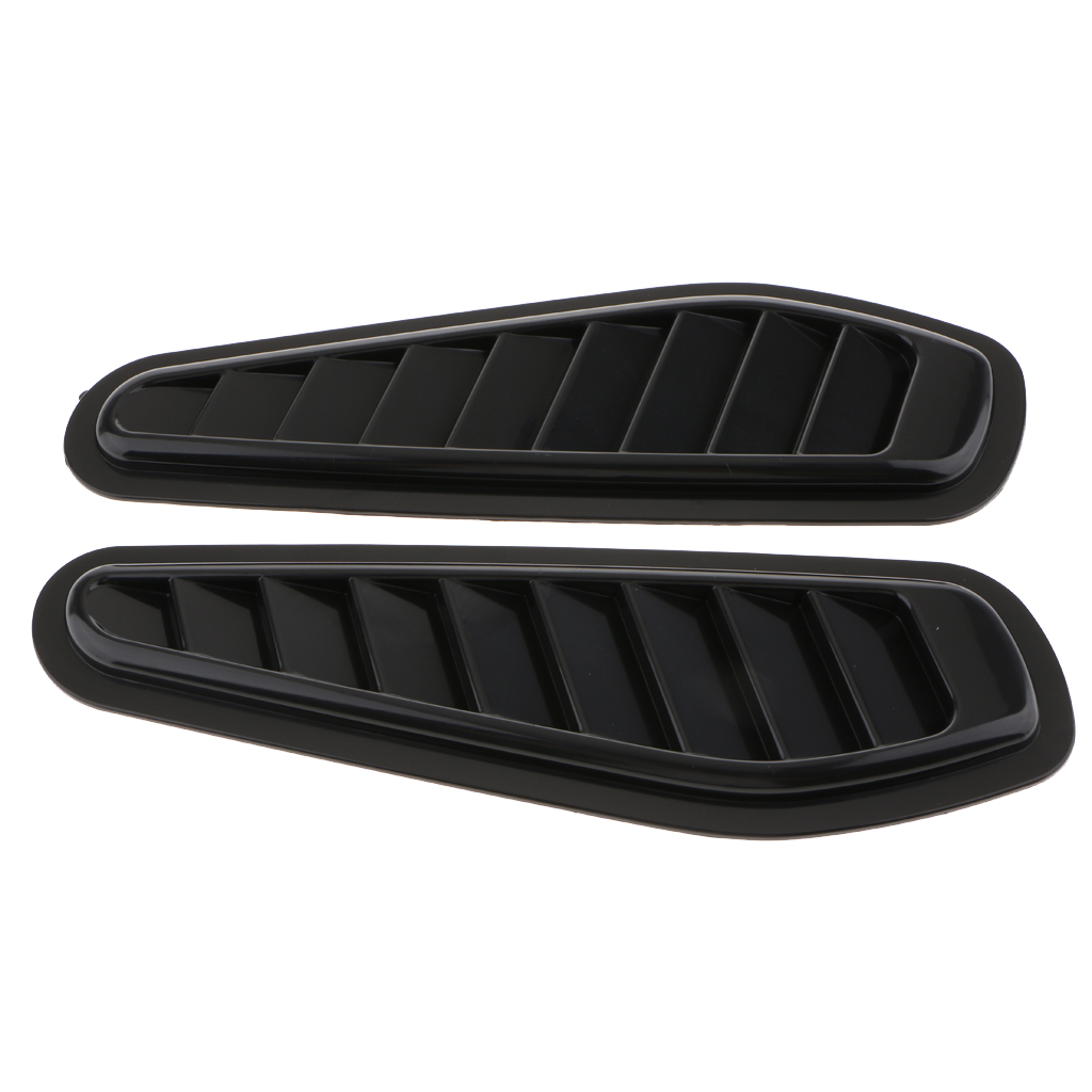 2 Pieces Air Flow Intake Turbo Bonnet Hood Side Vent Grille Cover Black