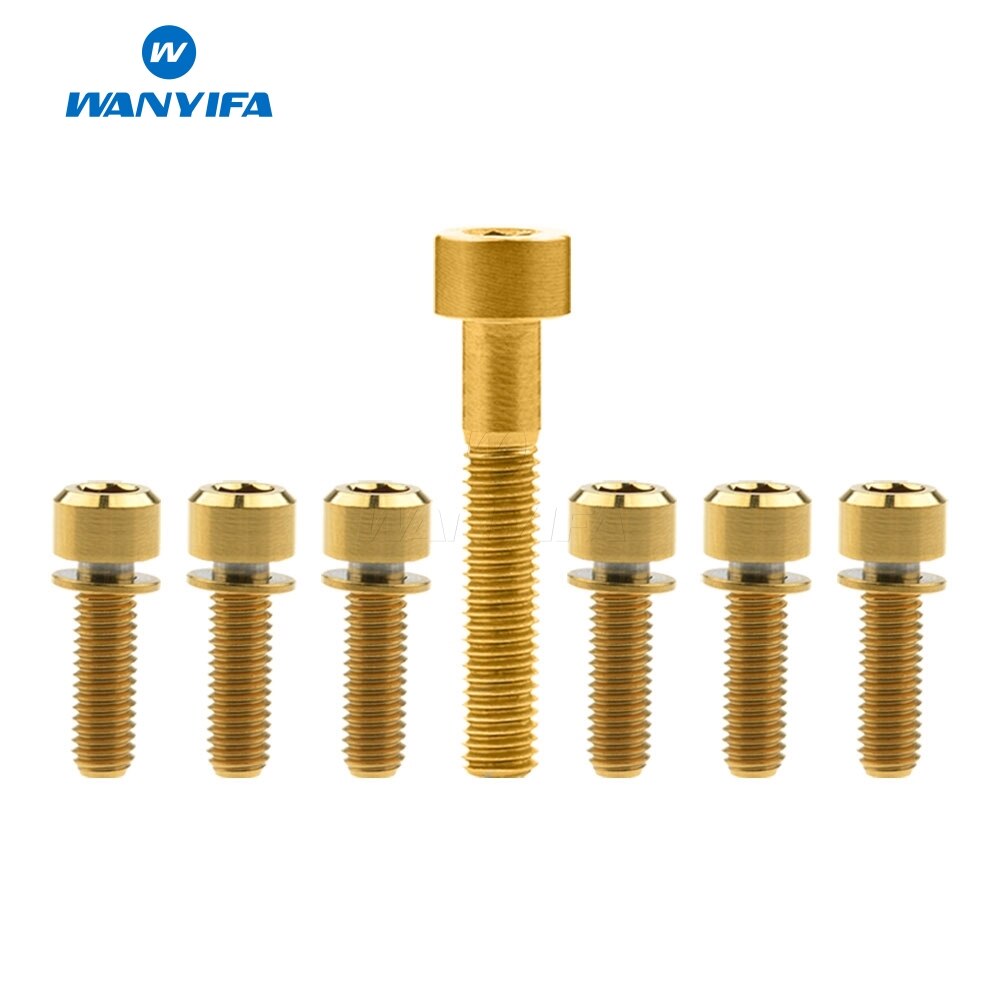 Wanyifa 6Pcs M6x16 18 20 25mm Titanium Bolt with Washers + 1Pcs M6x35mm Column Head Ti Titanium Screws Bolts