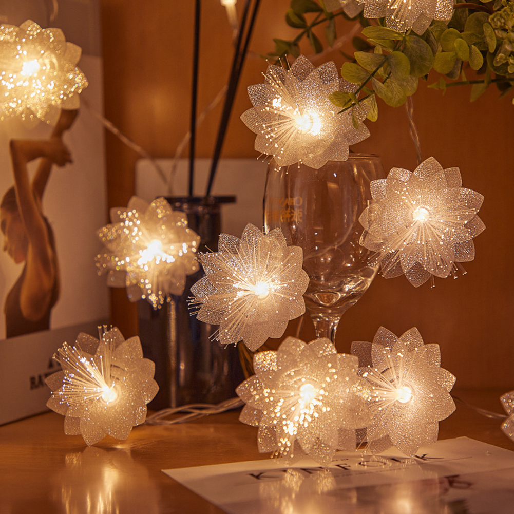 2/3M LED Glasvezel Fairy Light Batterij-aangedreven Garland Kerst Decoratie Party Nieuwjaar Decor Kunstbloemen Festoen