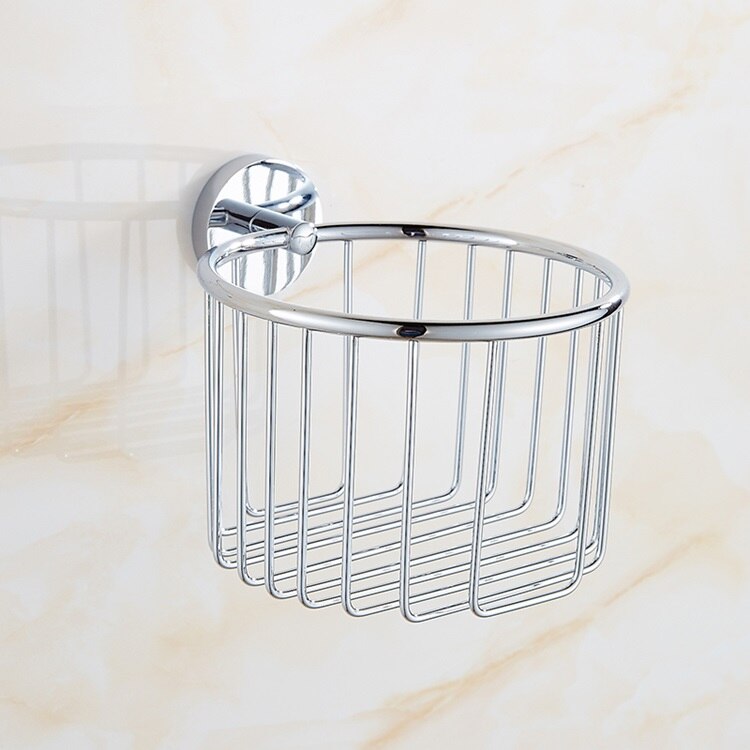 simple Tissue basket Holder Brass Paper basket Beautiful Bathroom Accessories Wall Mounted: Chrome