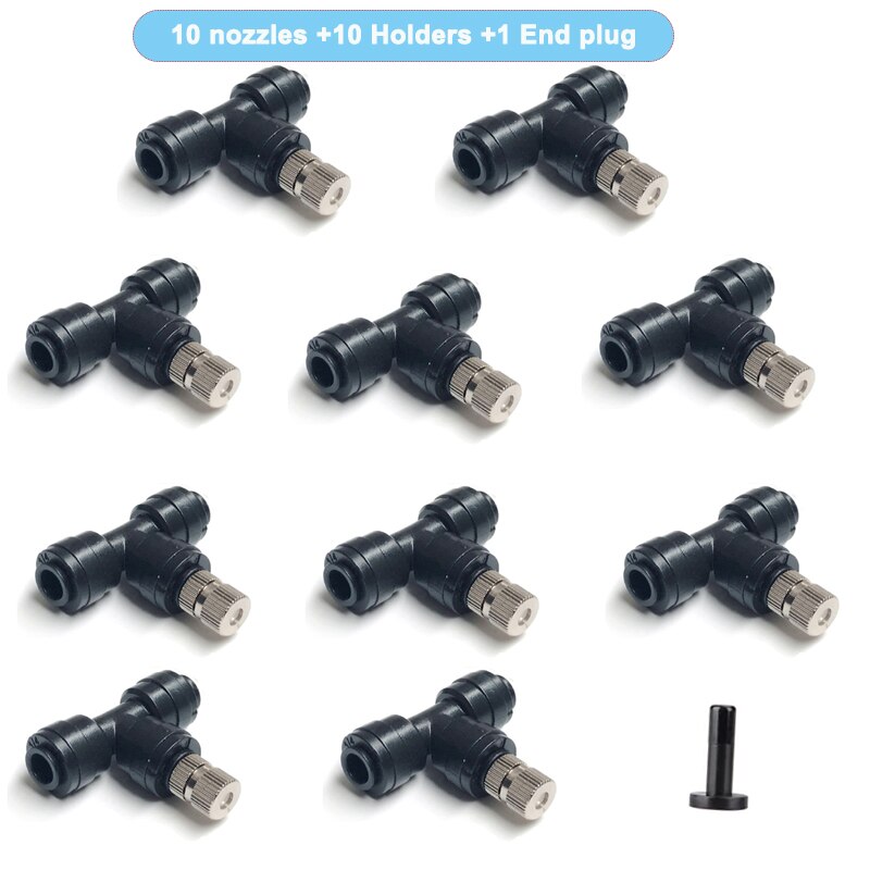 HEMAN DIY Outdoor Misting Cooling System Kit Greenhouse Garden Patio Waterring Irrigation 6-15M System: Nozzle and Tees