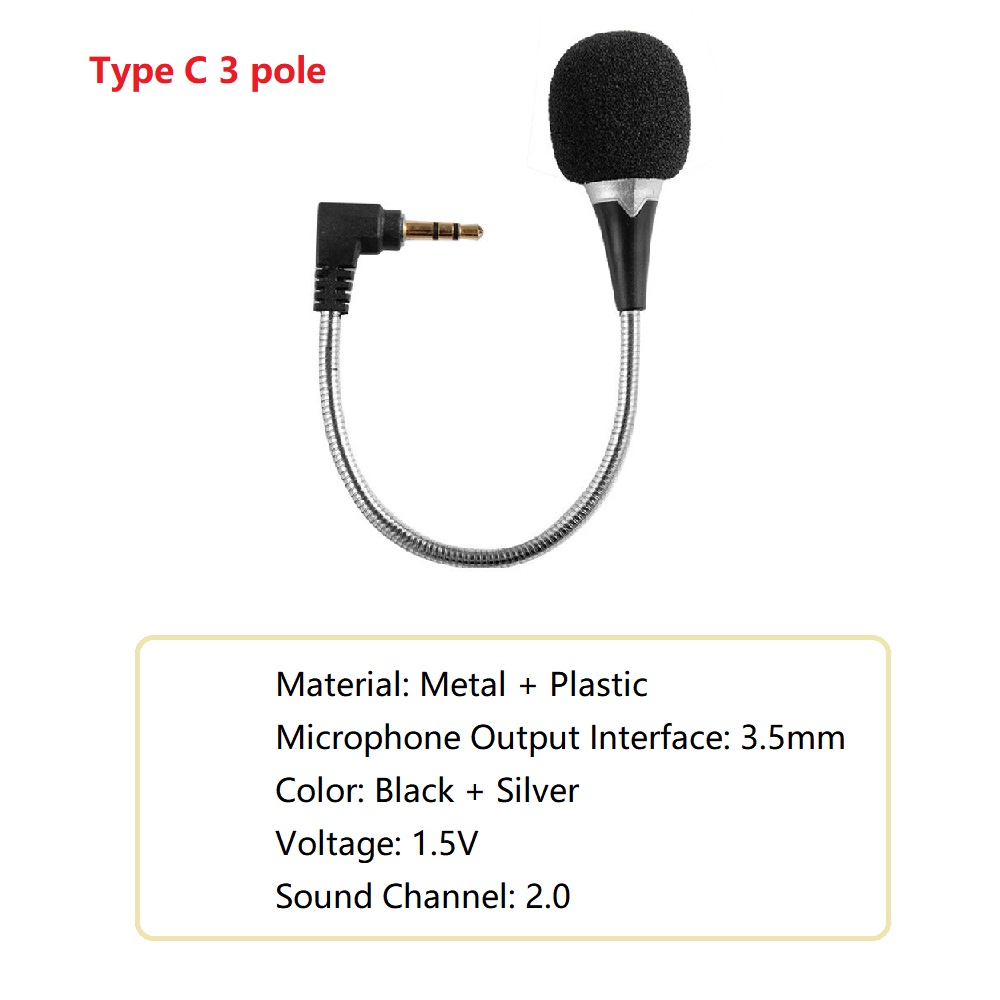 Mini micrófono de 3,5mm, 2 polos/3 polos/4 polos, micrófono Flexible para juegos, pluma para tarjeta de sonido/PC/portátil: Rojo