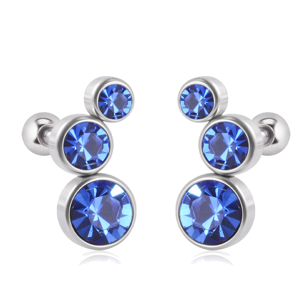 2 PZ 361 Acciaio Chirurgico di Cristallo dell'orecchio Trago Cartilagine Orecchini 16G Tre Zircone Lobo elica Daith Orecchino Penetranti Gioielli per Il Corpo: Pistola nera placcata