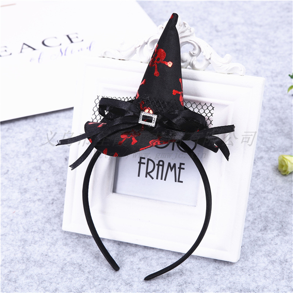 Mini sombrero de bruja puntiagudo, diademas con forma de Calavera, telaraña, calabaza, aros para el cabello para niños y niñas, diademas de Halloween, decoración de Cosplay