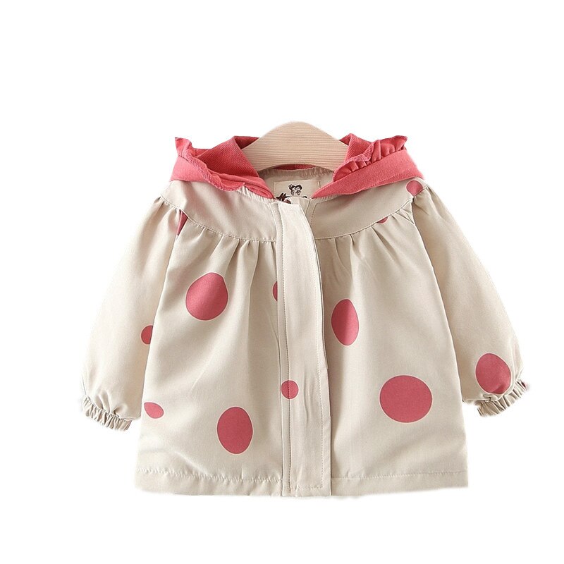 Lente Herfst Nappy Baby Jongen Meisje Dot Jas Lange Mouwen Hooded Windbreaker
