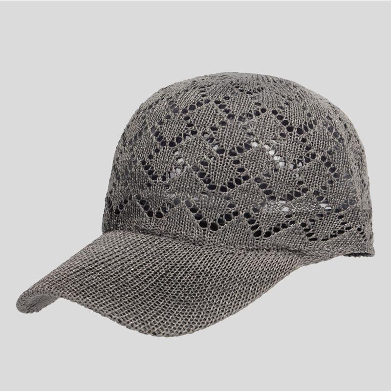Summer Mesh Knitted Baseball Cap For Women Hollowed Breathable Outdoor Casual Sun Protection Girl Retro Snap Back Hat: Gray Baseball Cap