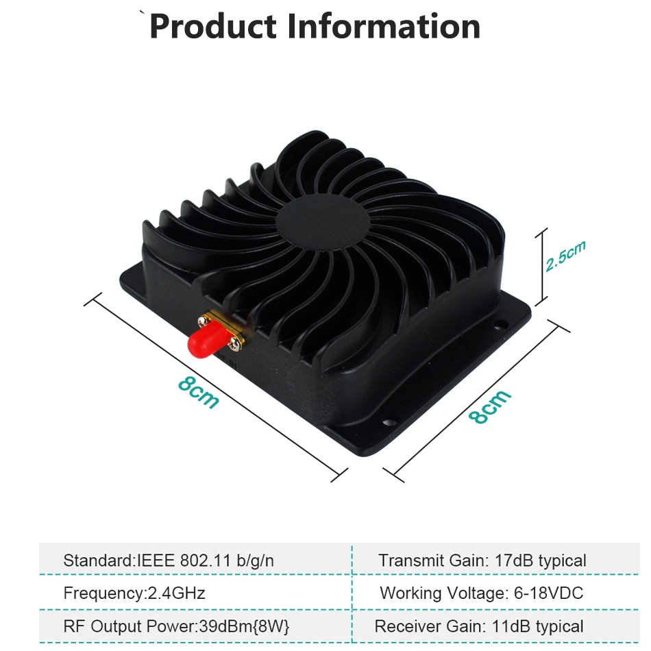 Edup trådløs wifi forstærker power booster til trådløs router signal booster repeater bredbånd 2.4 ghz 8w ep -ab003