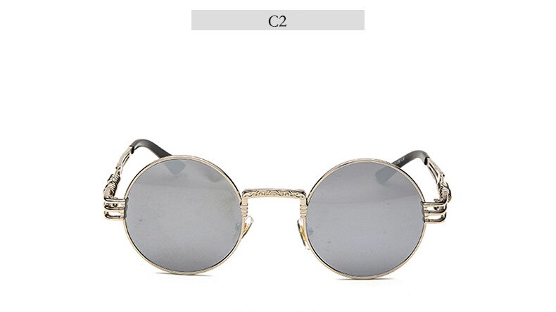 Vintage Retro Steampunk Zonnebril Bril Mannen Vrouwen Gothic Hippie Ronde Bril Uv Bescherming Bril: C2