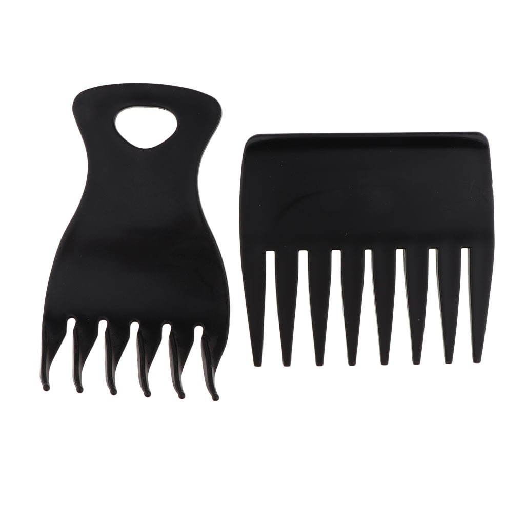 2 Stuks Zwarte Brede Tand Plastic Afro Haar Pick Kam Ontwarren Pruik Vlecht Styling Lift Haarborstel