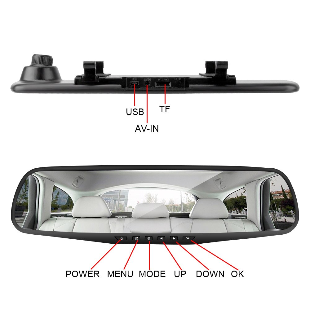 Leepee Auto Registrator Achteruitkijkspiegel Camera Dual Lens 4.3 Inch Dash Cam Omkeren Afbeelding Auto Dvr Dashcam Video Recorder