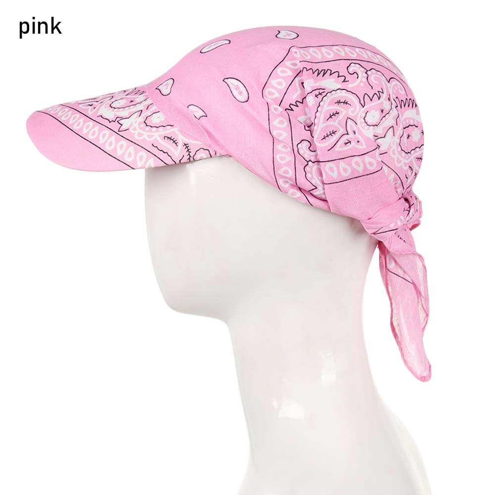 Cotton Visor Hat Women Men Unisex Printed Square Scarf Cap Soft Headscarf Outdoor Sunshade Hats: pink