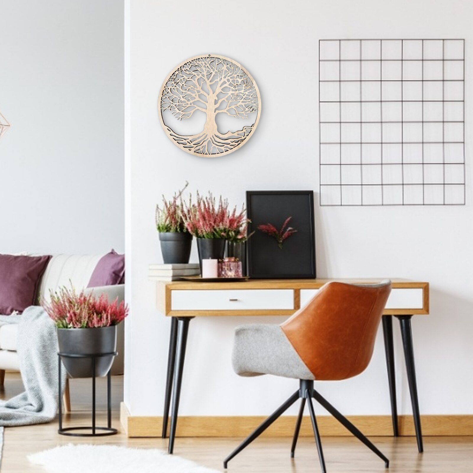 Tree Of Life Wall Decor Art Craft Making Sacred Geometry Ornament Wooden Hanging Artwork Round Wallpapers Home Decoration