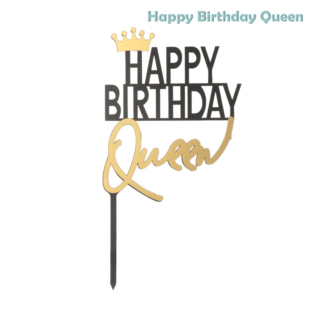Goud Koning Koningin Prins Prinses Kroon Cake Topper Gelukkige Verjaardag Cupcake Topper Bruiloft Valentijnsdag Party Cake Decor: Happy Birthday Queen