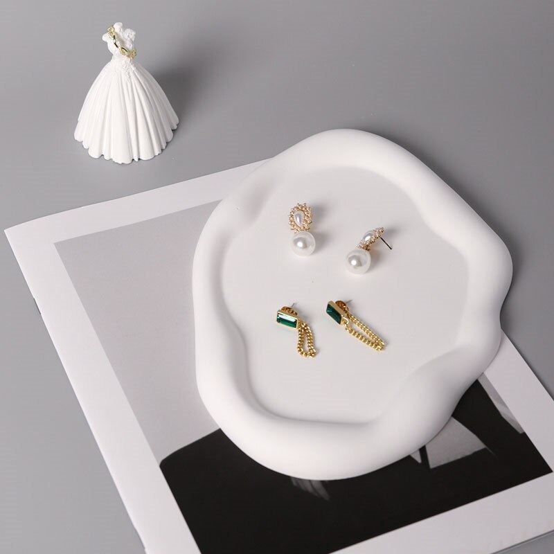 Bandeja de hormigón de Irregular, bandeja de cemento para almacenamiento de joyas, molde de silicona para yeso, arcilla, jarrón, bandeja, de dobladillo