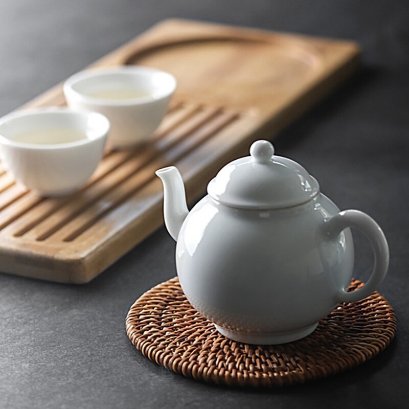 Solid Bamboo Wood Tea Tray Rattan Mat Bamboo Trays Coffee Tea Dessert Serving Tray for Hotel Tea Plate Accessories