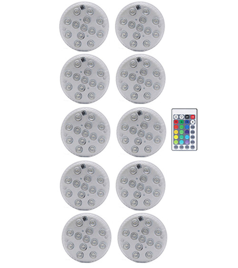 mise à niveau Aimant RVB Lumière Submersible IP68 13LEDs Sous-Marine Lampe De Nuit Extérieure Vase Bol Étang Piscine Décoration Lampe: 10 lamp 1controller