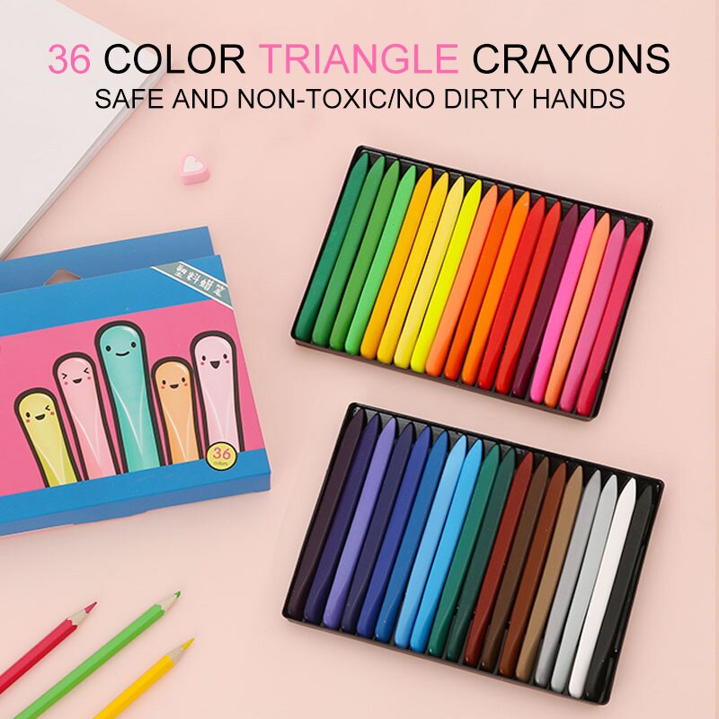 36 Colors Triangular Crayons Triangular Colouring Pencil for Students Kids Children DJA88