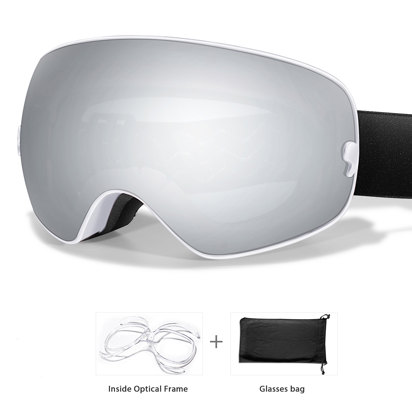 Winter Outdoor SKI Goggles Men And Women Teen, Free Optical Frame and Bag, UV400 Anti-Fog Snowboard Eyewear, Charistmas