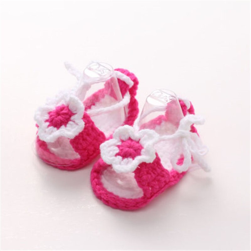 Baby Girls Kids Infant Handmade Crochet Knitted Flower Pearl Sandals Toddler Shoes Baby Shoes Sandals Clogs: Default Title