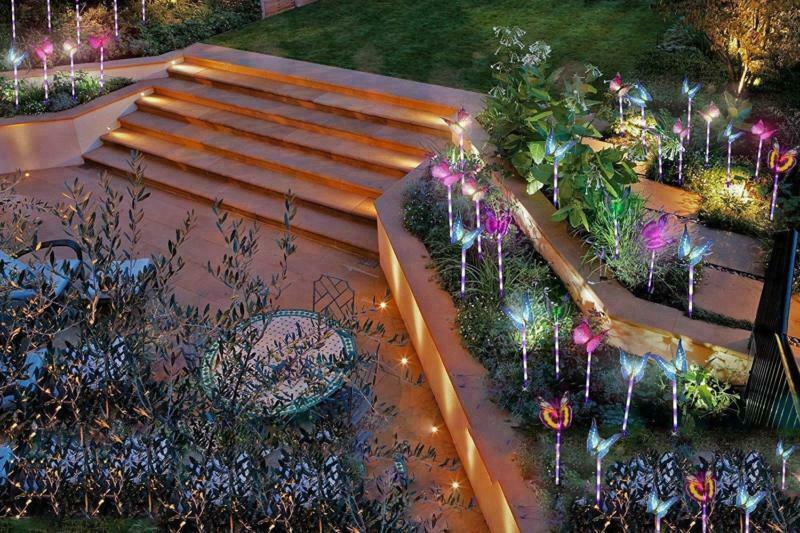 Solar Power Garden Stake Butterfly Outdoor Landscape Lamp Yard LED Lights 3Pack