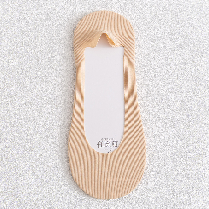 1/5Pairs Women Invisible Socks Summer Ladies Silicone Antiskid Ice Silk Seamless Breathable Cool Ankle Boat Socks: Dark Grey