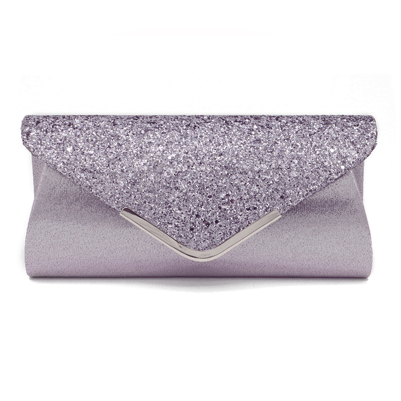 Pochette à paillettes pour femmes, portefeuille Long de soirée, de mariage, sac à main pour bal: Gris clair