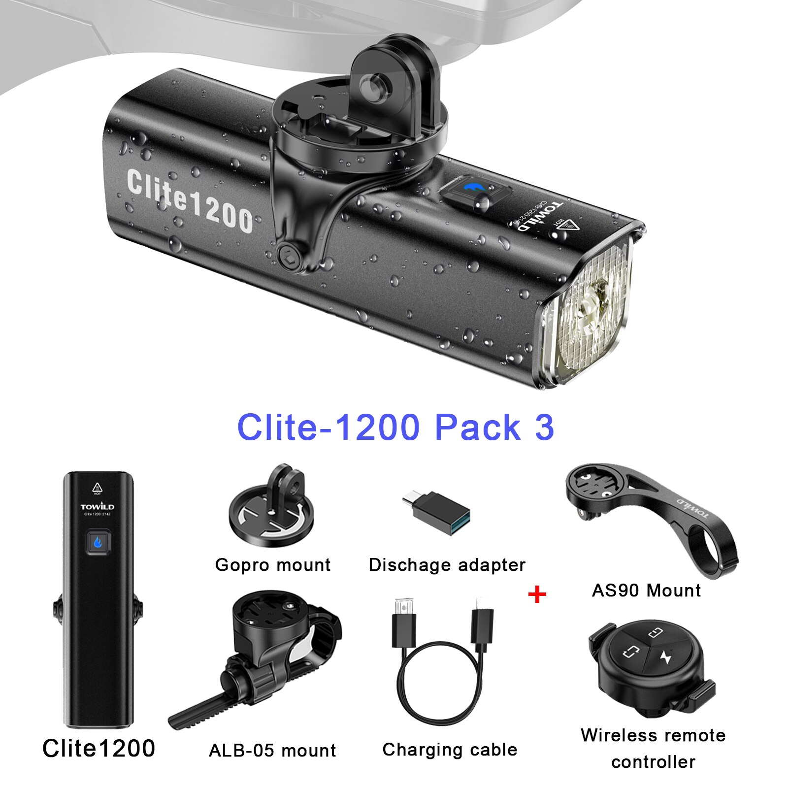 TOWILD 1200LM Bike Light Front Lamp USB Rechargeable LED 21700 4000mAh Bicycle Light Waterproof Headlight Bike Accessories: CL1200 pack 3