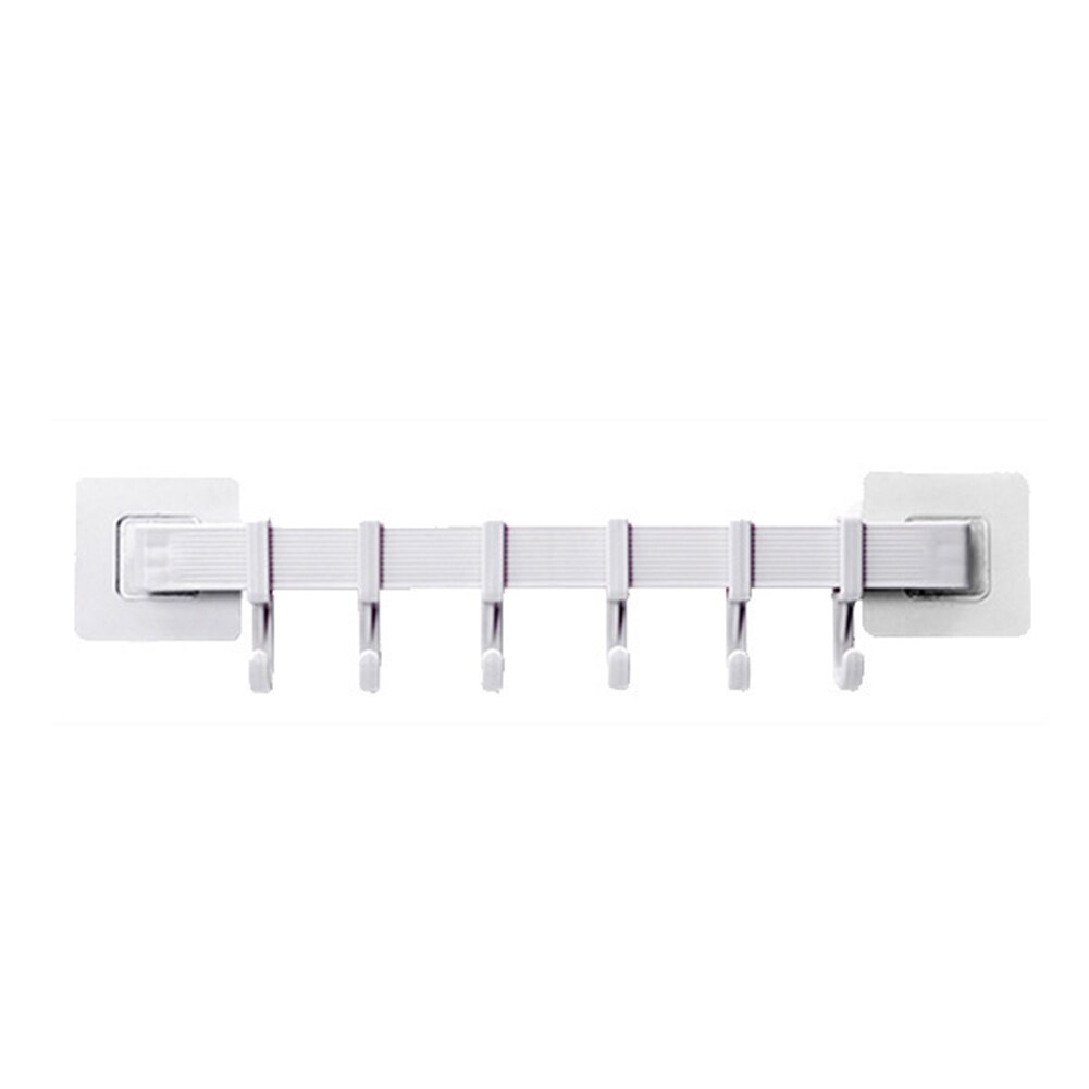 Keuken badkamer opberghaak houder wand deurhanger rek handdoek lepel organizer zes rijen haken haak achter de deur: Wit