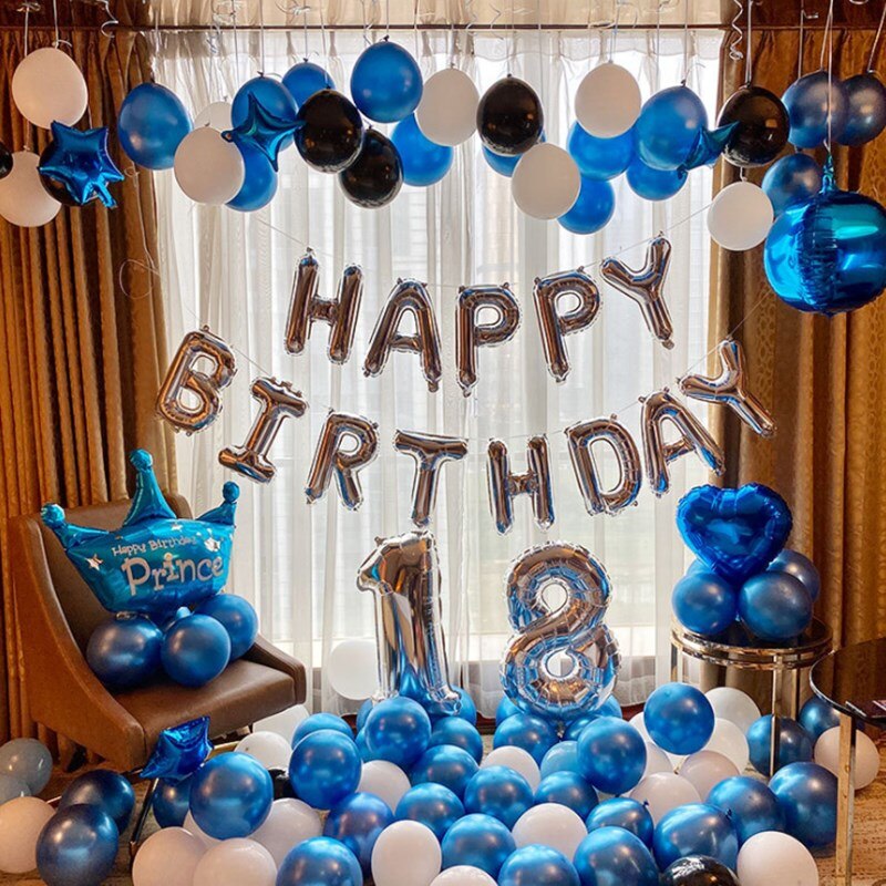 1 sæt runde festballoner sæt aluminiumsfolie tillykke med fødselsdagen breve ballon til fest fest dekoration: -en