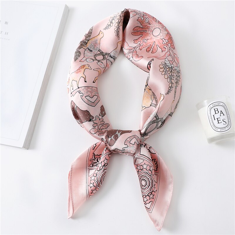 Silketørklæde firkantet kvinder top sjaler print hals tørklæder forår sommer bandana foulard femme