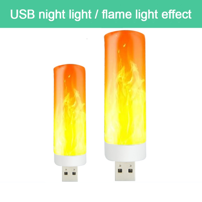 1/2 Pcs USB Flame Lamp LED Simulation Flame Night Light USB Portable Lighting for Home Decoration Mini Room Mood Lights