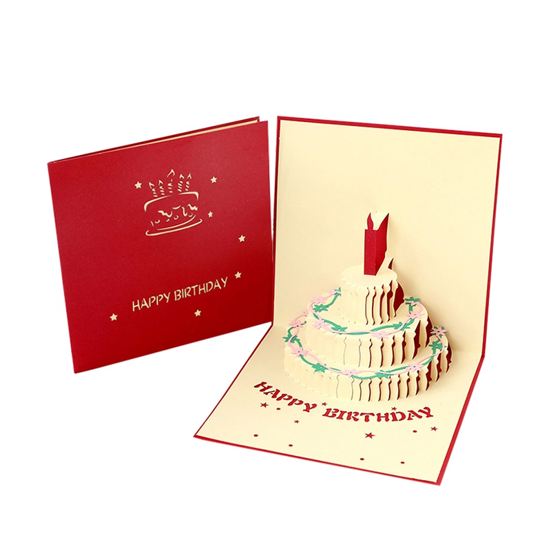 Three-dimensional Birthday Card 3D Pop-up Greeting Cards Happy Birthday Postcard Party Wedding Decorations Message Card: S2 Birthday card