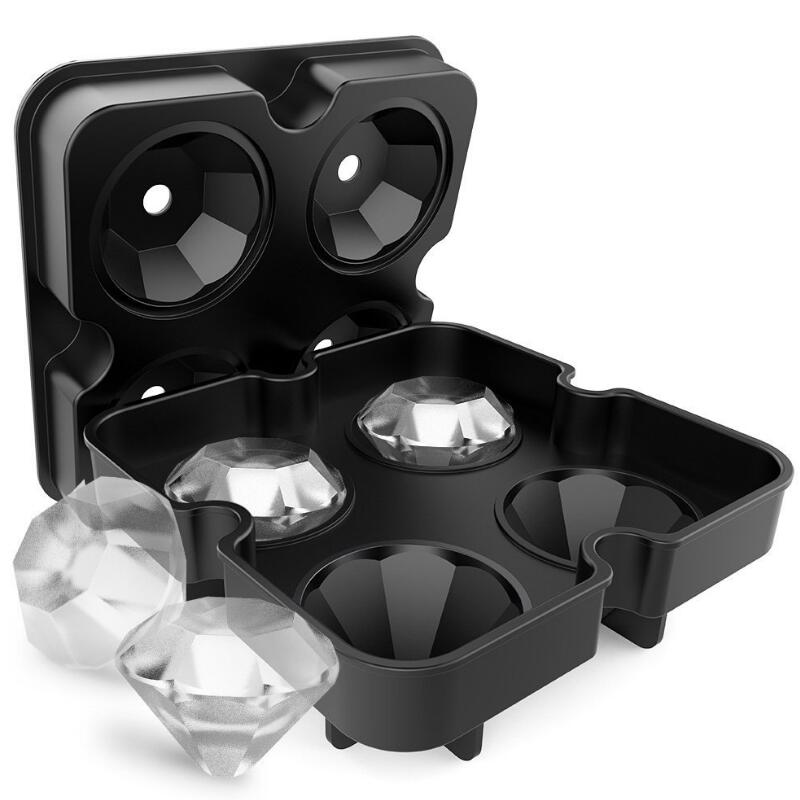 Vassoi per cubetti di ghiaccio a forma di diamante con coperchi stampi per fabbricatori di ghiaccio in silicone BPA cubetto di ghiaccio gratuito per Whisky caramella stampo per gelatina di cioccolato