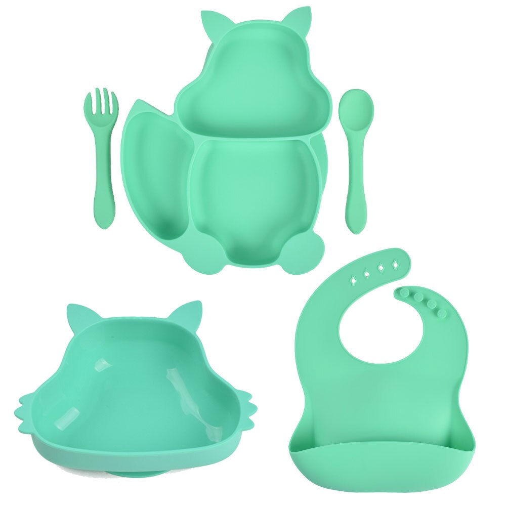 Juego de vajilla de silicona para bebé, platos de grado alimenticio, forma de Animal, plato para niños, sin BPA, antideslizante, 5 unids/set: Y13