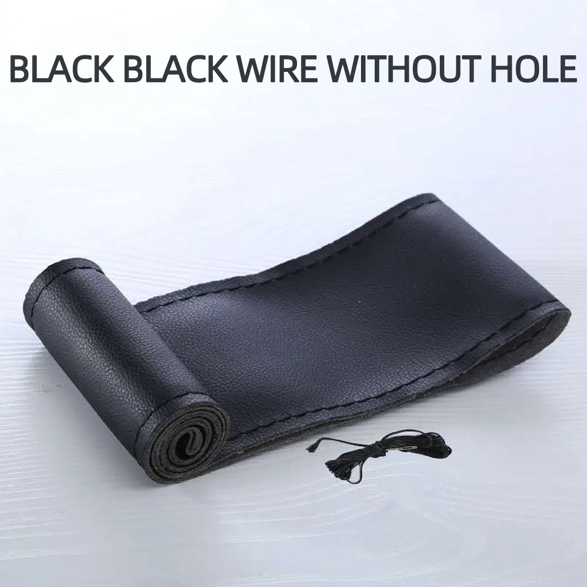 Auto lenkrad abdeckung Nadeln und Geflecht faden Kunstleder Auto abdeckungen Suite DIY Textur weiches Autozubehör 38cm: Schwarz