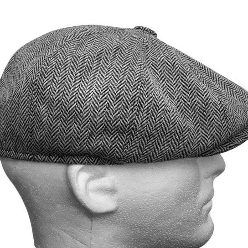 men's herringbone style berets retro woolen top felt hat wild casual berets flat berets