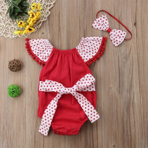 Peuter babymeisjes wave point strik romper chique outfits kinderkostuum 2 stuks babykleding