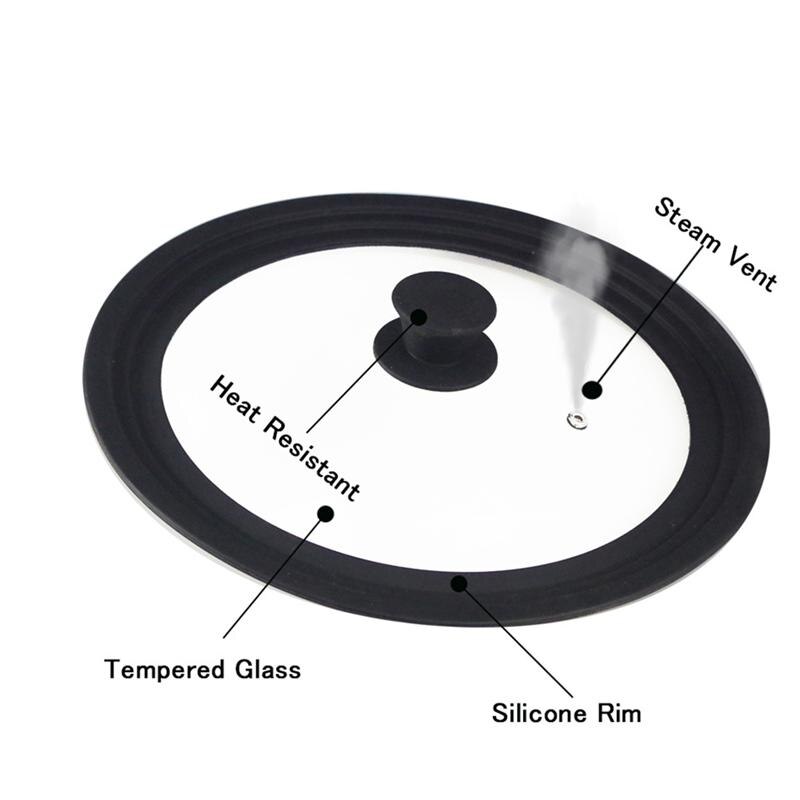 1pc Universal Pot Lids Pan Pots Tempered Glass with Heat Resistant Silicone Rim Cooking Pot Lid Fits 26CM 28CM 30CM Cookware