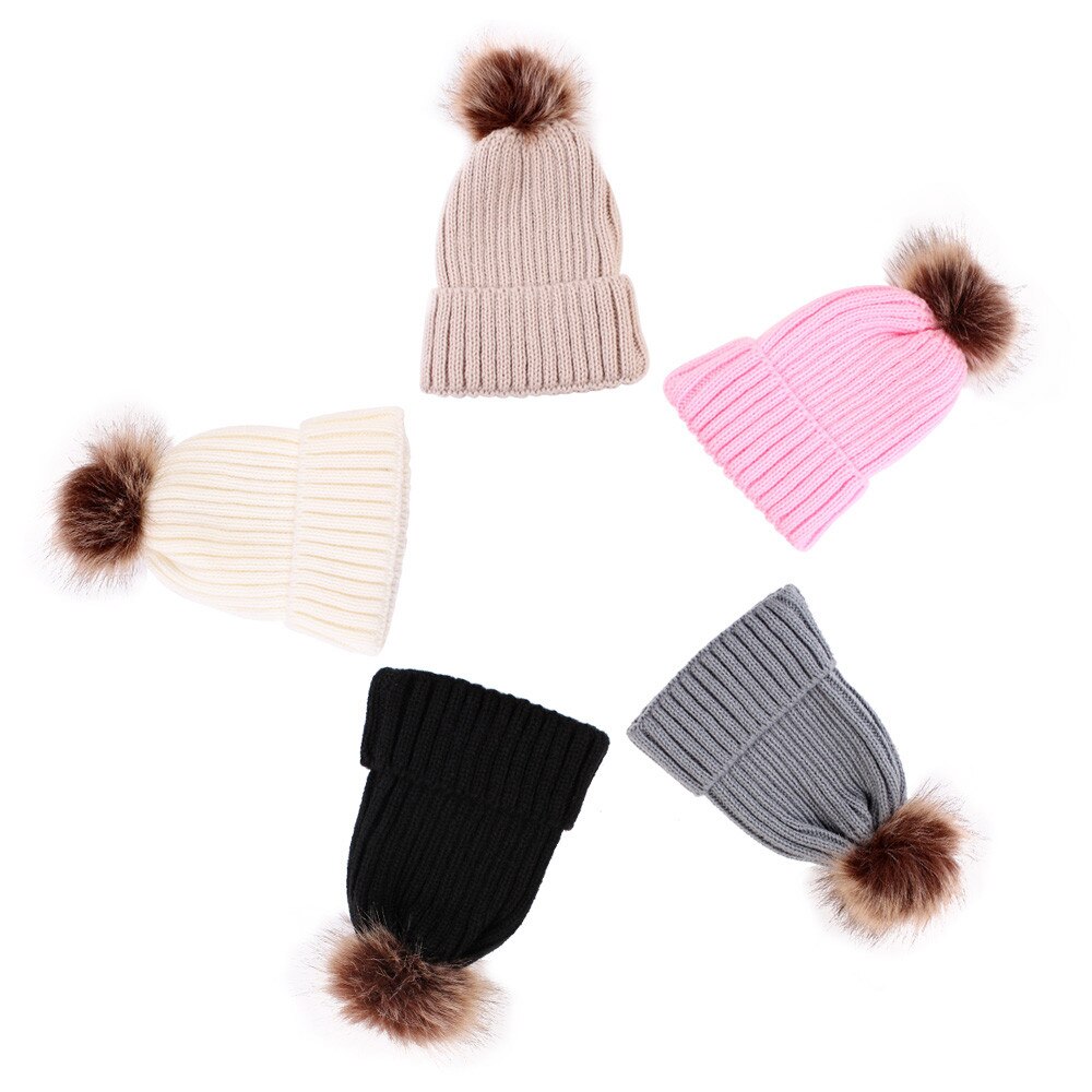 Mützen Baby Hut Pompon Winter Kinder Hut Gestrickte Nette Kappe Für Mädchen Jungen Casual Einfarbig Mädchen Hut Baby Mützen # P30