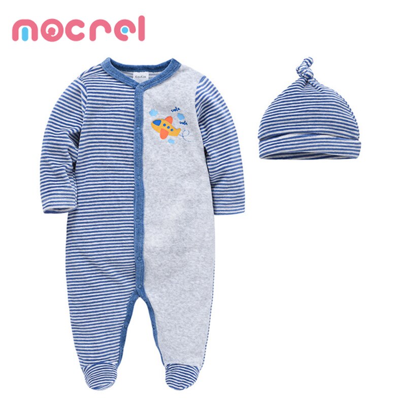 Baby Kleding Met Kap Tweedelige Editie Baby Klim Kleding Lange Mouw Streep Jumpsuit Footies Kinderkleding jongens
